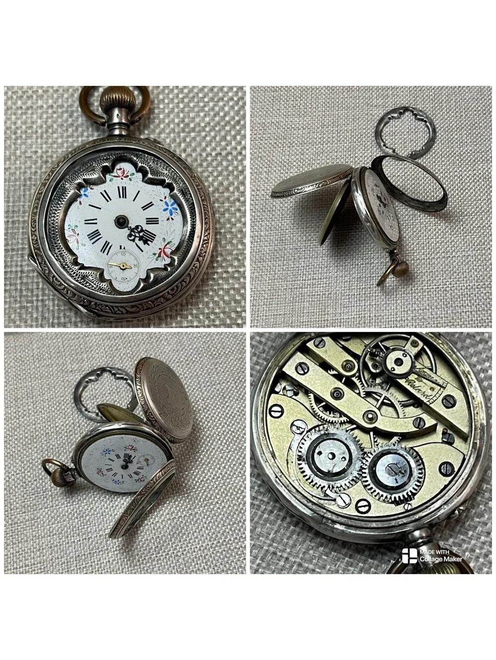 Antique Cylindre 10 Rubis 800 SILVER Pocket Watch ( Parts/Repair )